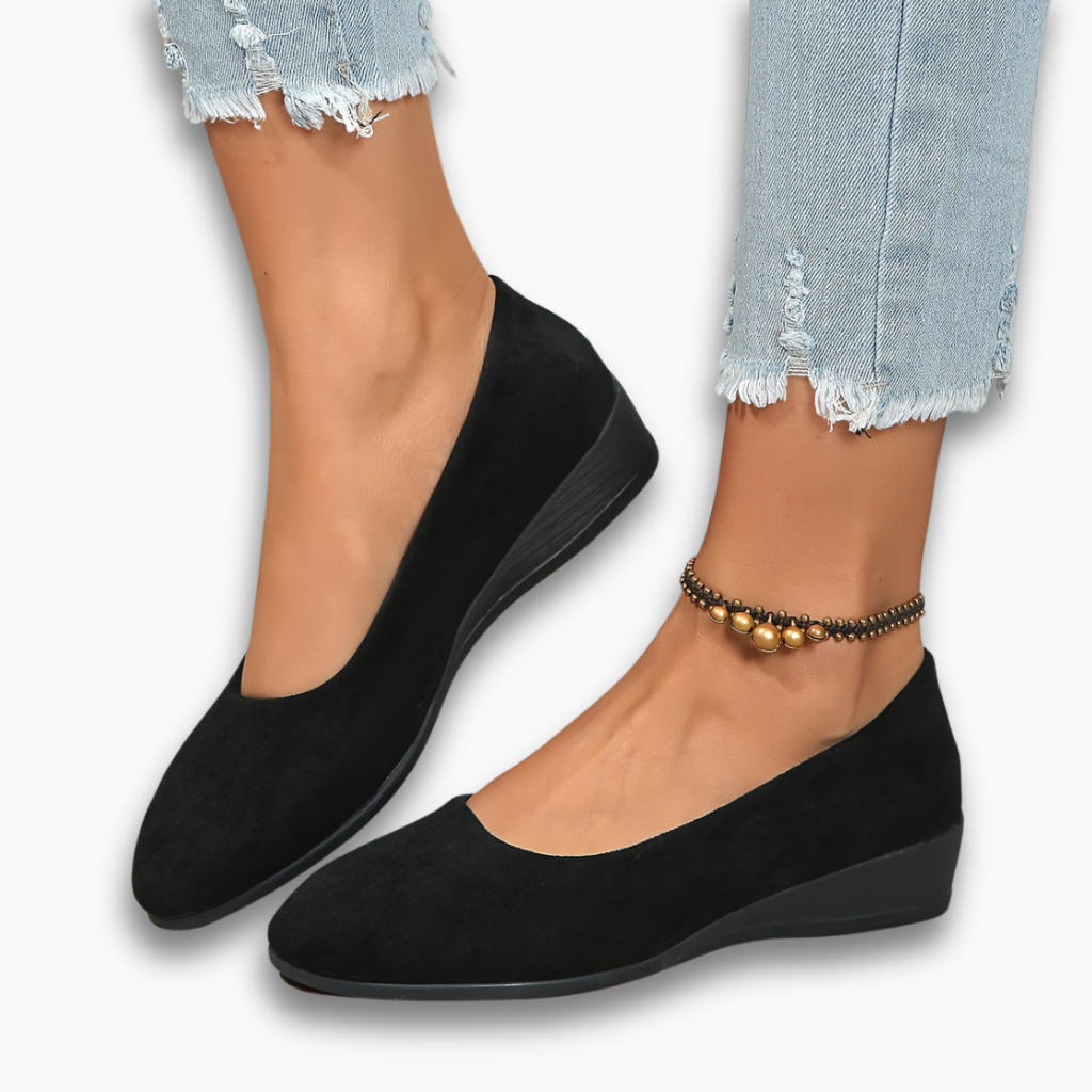 Damen Slip-on Keilabsatz runder Slip-On rutschfest bequem vielseitig