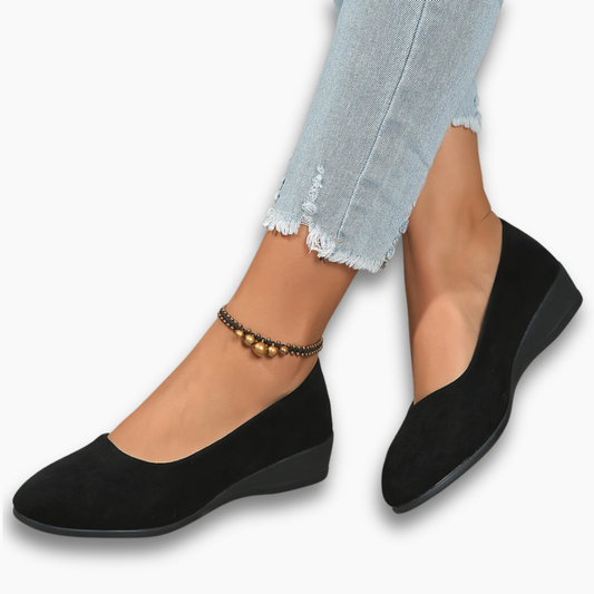 Damen Slip-on Keilabsatz runder Slip-On rutschfest bequem vielseitig