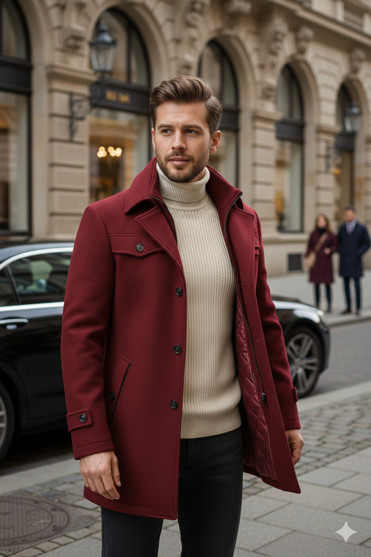 Damen Wollmantel Regular Fit Wollmischung Lang Elegant Klassischer Schnitt Warm Winter Business Casual