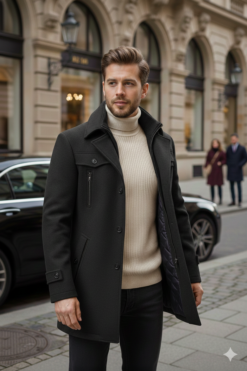 Damen Wollmantel Regular Fit Wollmischung Lang Elegant Klassischer Schnitt Warm Winter Business Casual