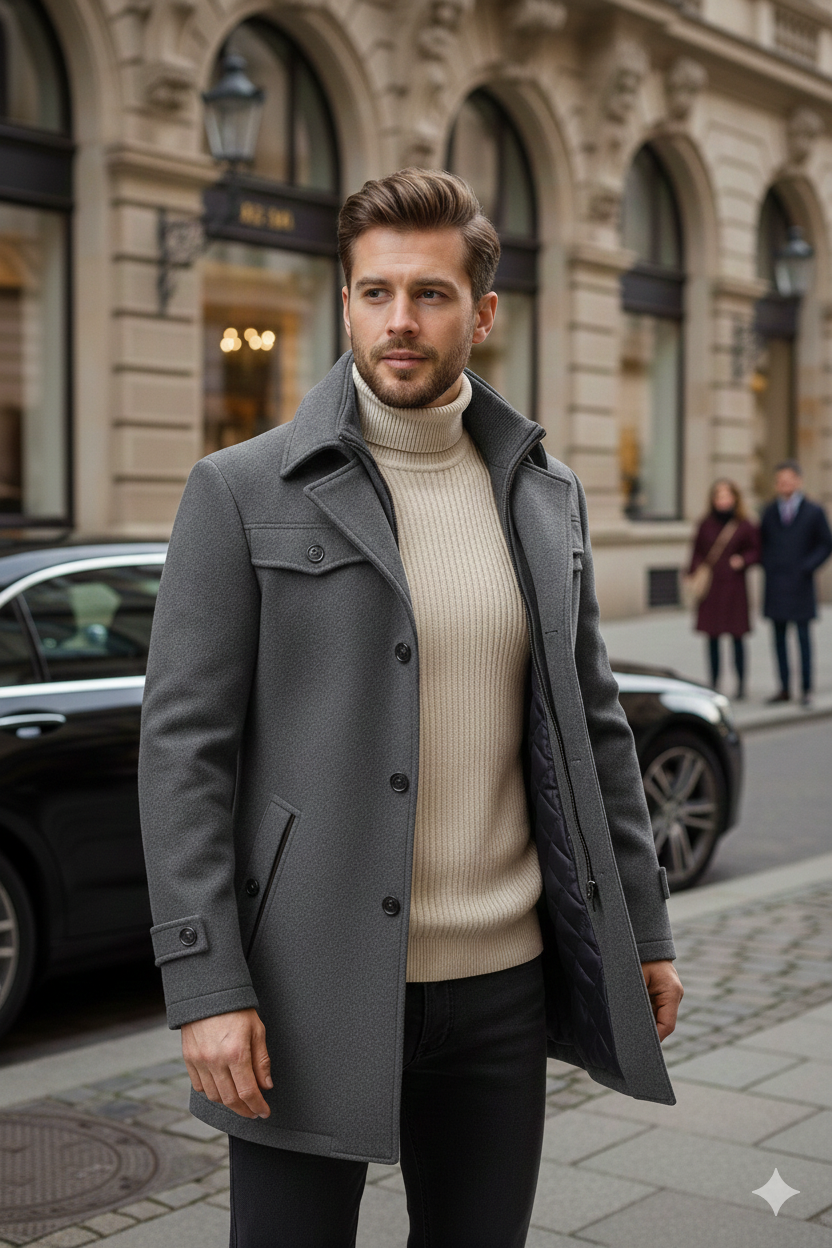 Damen Wollmantel Regular Fit Wollmischung Lang Elegant Klassischer Schnitt Warm Winter Business Casual