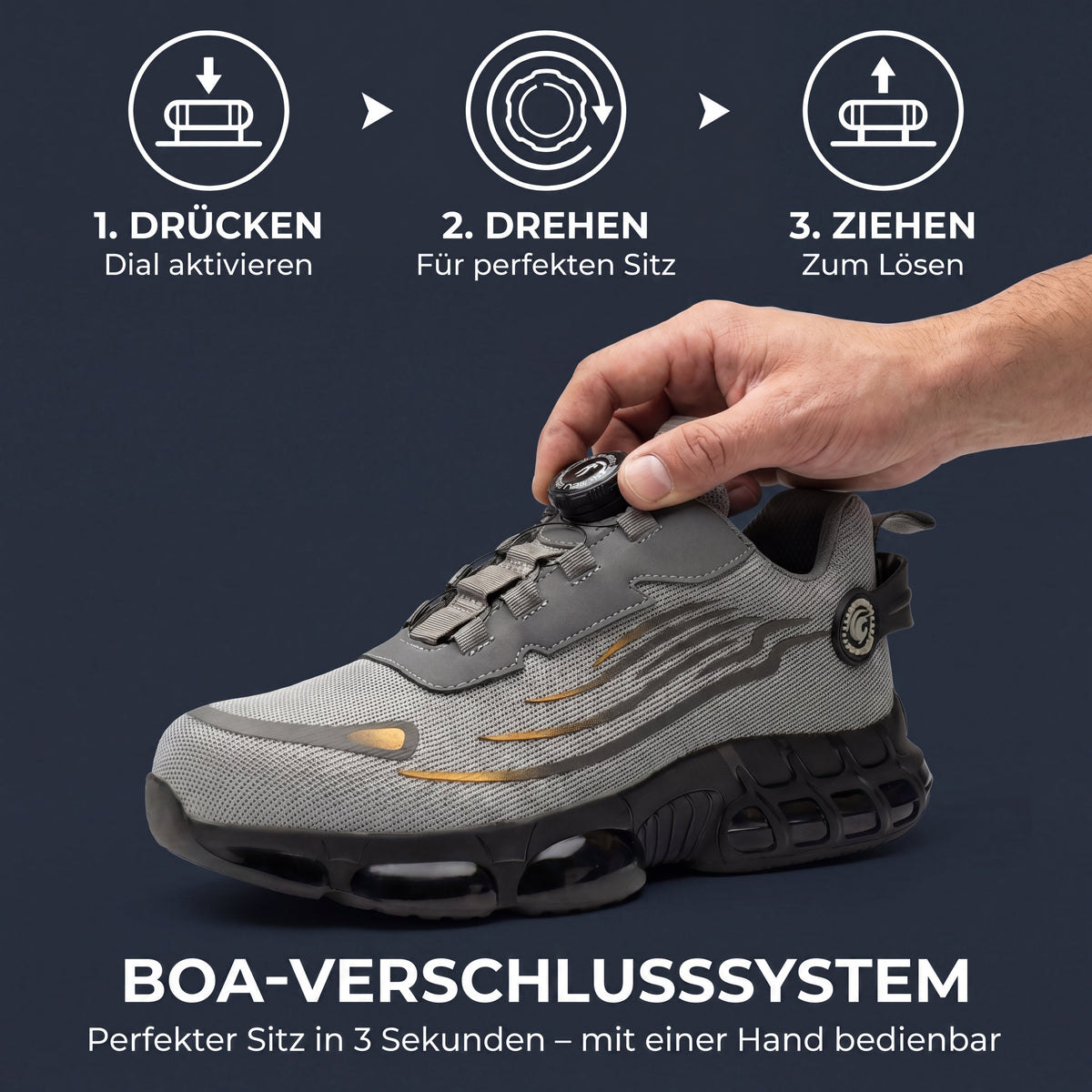 Herren S3 Sicherheitsschuh mit Memory Foam, dämpfender Arbeitsschuh für den beruflichen Einsatz