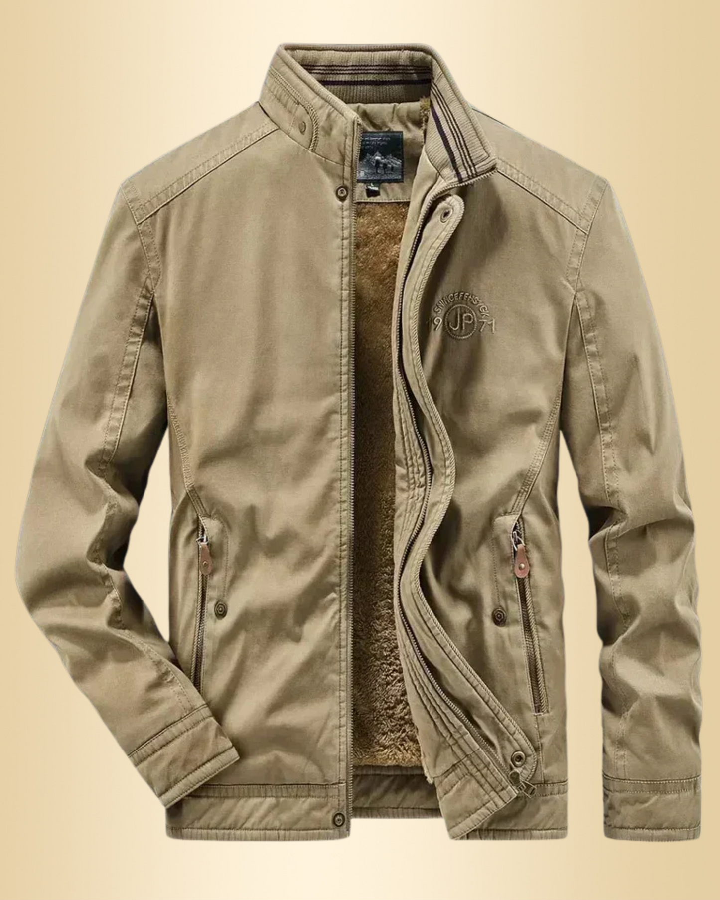Herren Freizeitjacke Stehkragen Reißverschluss Fleece Innenfutter Regular Fit Winter Übergangsjacke