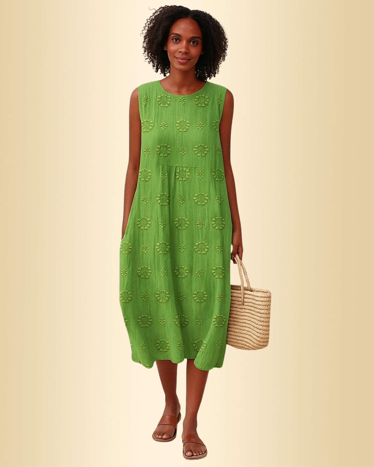 Damen Kleid ärmellos Blumenmuster locker geschnitten leicht atmungsaktiv bequeme Passform Sommer