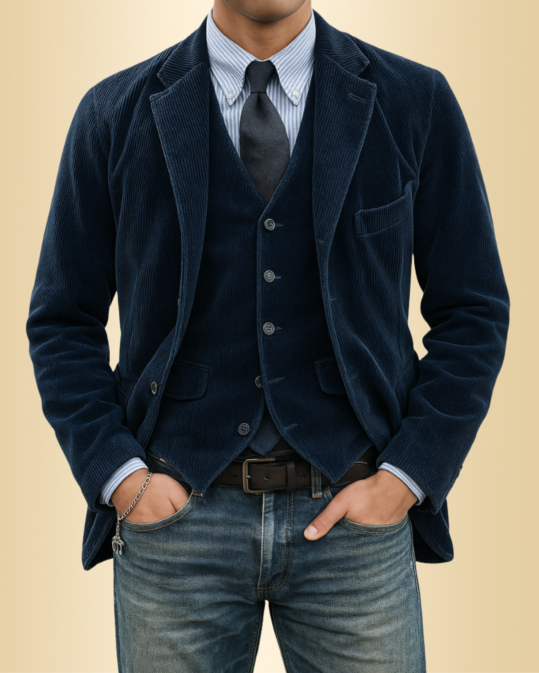 Herren Blazer Weste Set Slim Fit Samt Elegant Zweiteilig Business Abend Formal