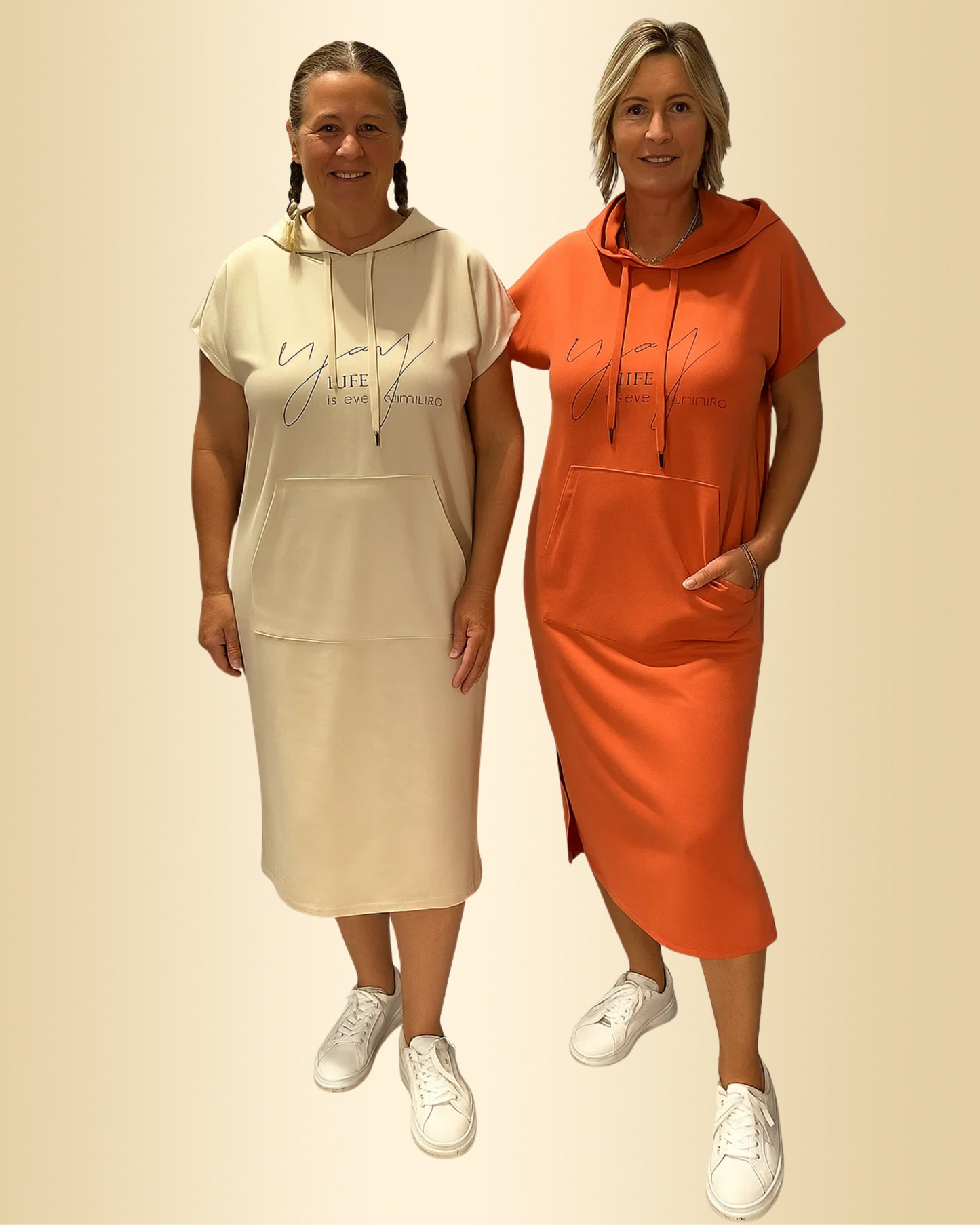 Damen Kapuzenkleid locker bequem mit Taschen lässig vielseitig