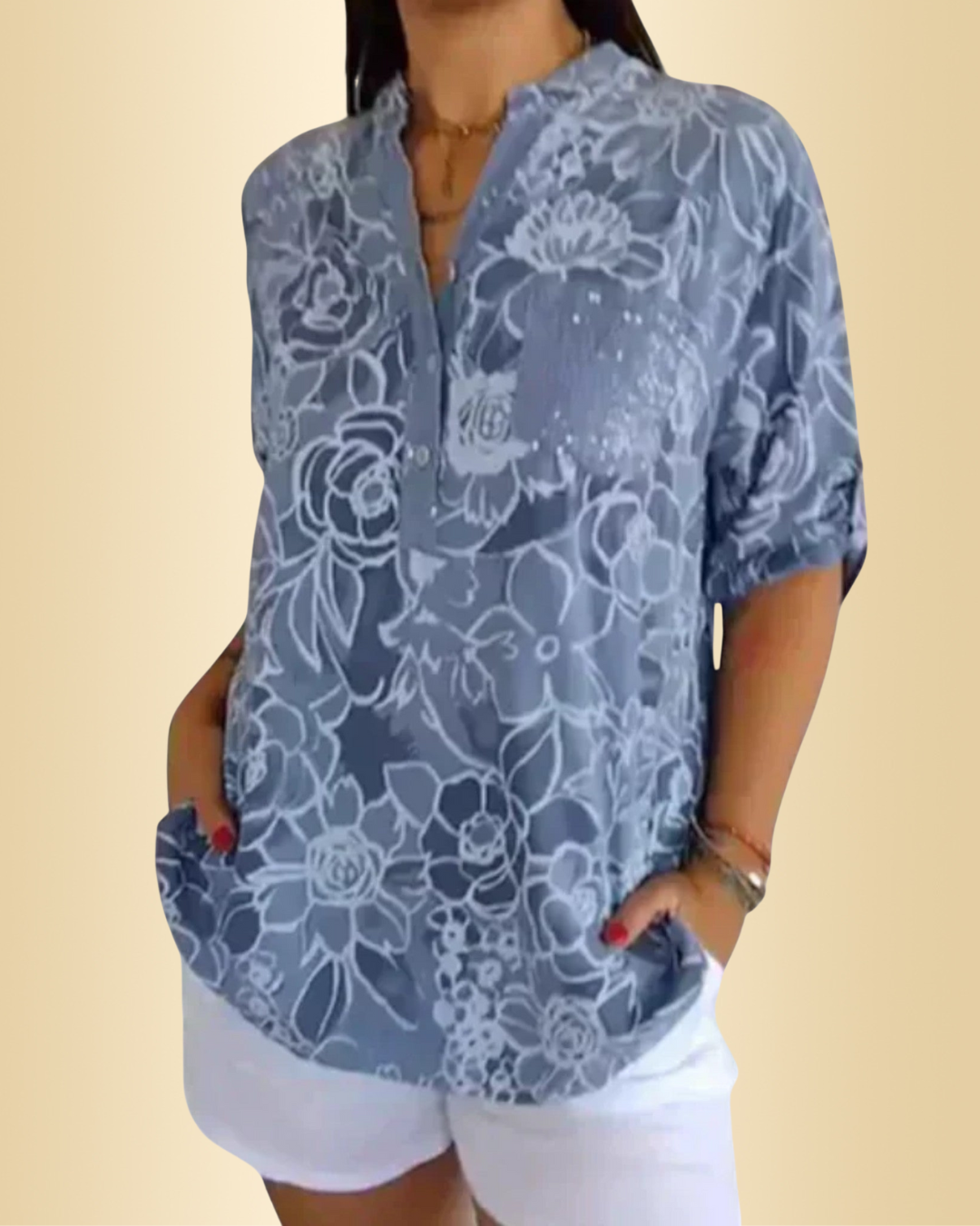 Damen Bluse floral, lockere Passform, leicht, luftig