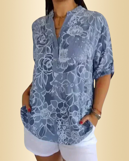 Damen Bluse floral, lockere Passform, leicht, luftig