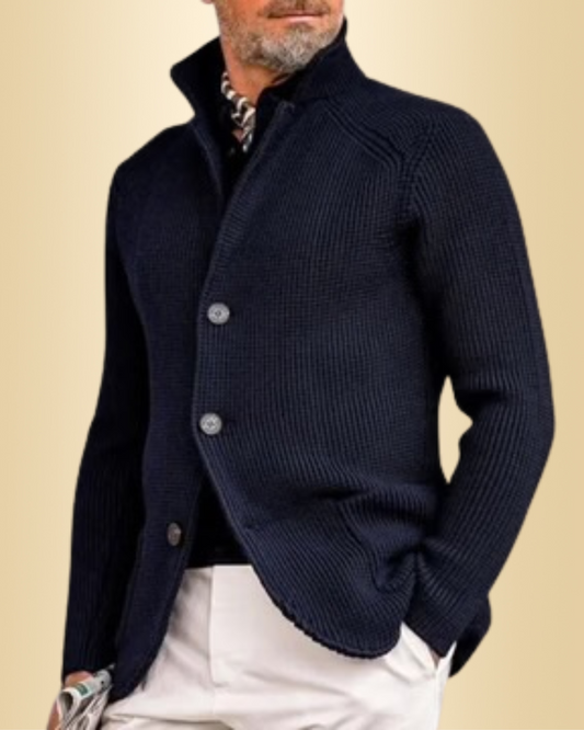 Herren Strickjacke Langarm einfarbig elegant bequeme Passform mit Taschen