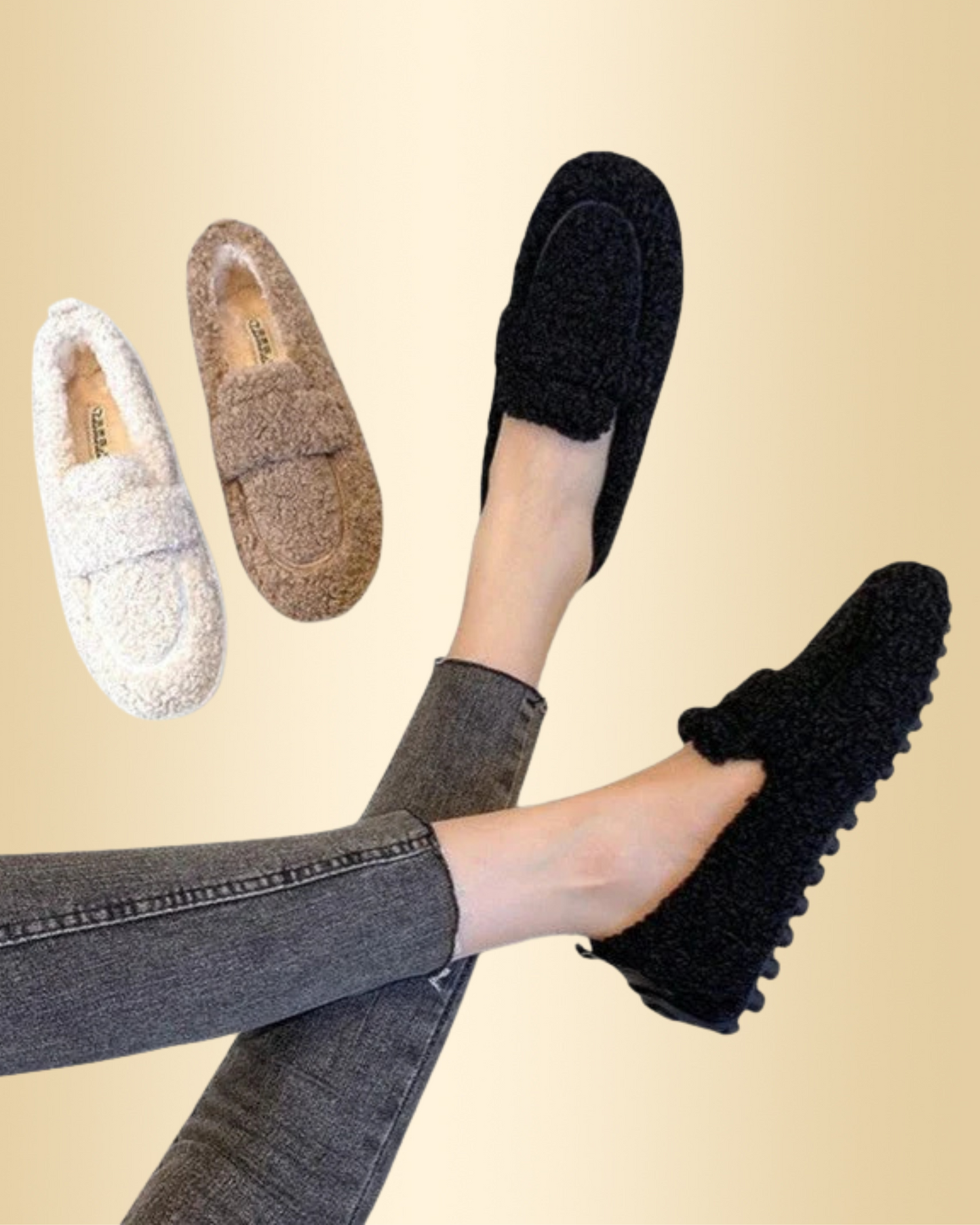 Damen Slipper gefüttert Lammwolle rutschfest Slip-On Hausschuhe warm Alltag Indoor Outdoor Schuhe