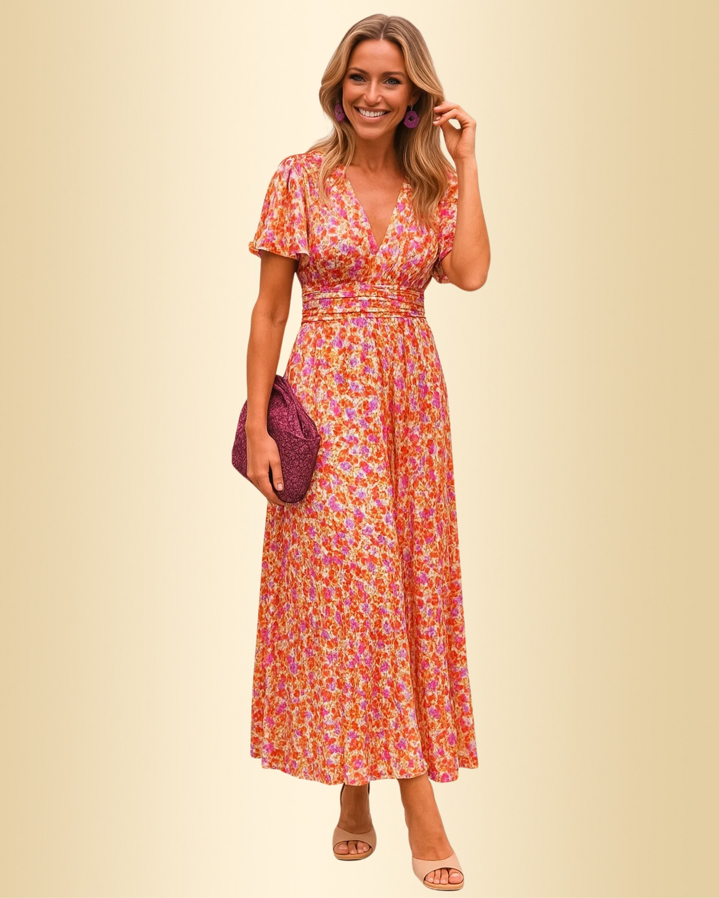 Damen Kleid V-Ausschnitt figurbetont bequem knitterarm elegant vielseitig