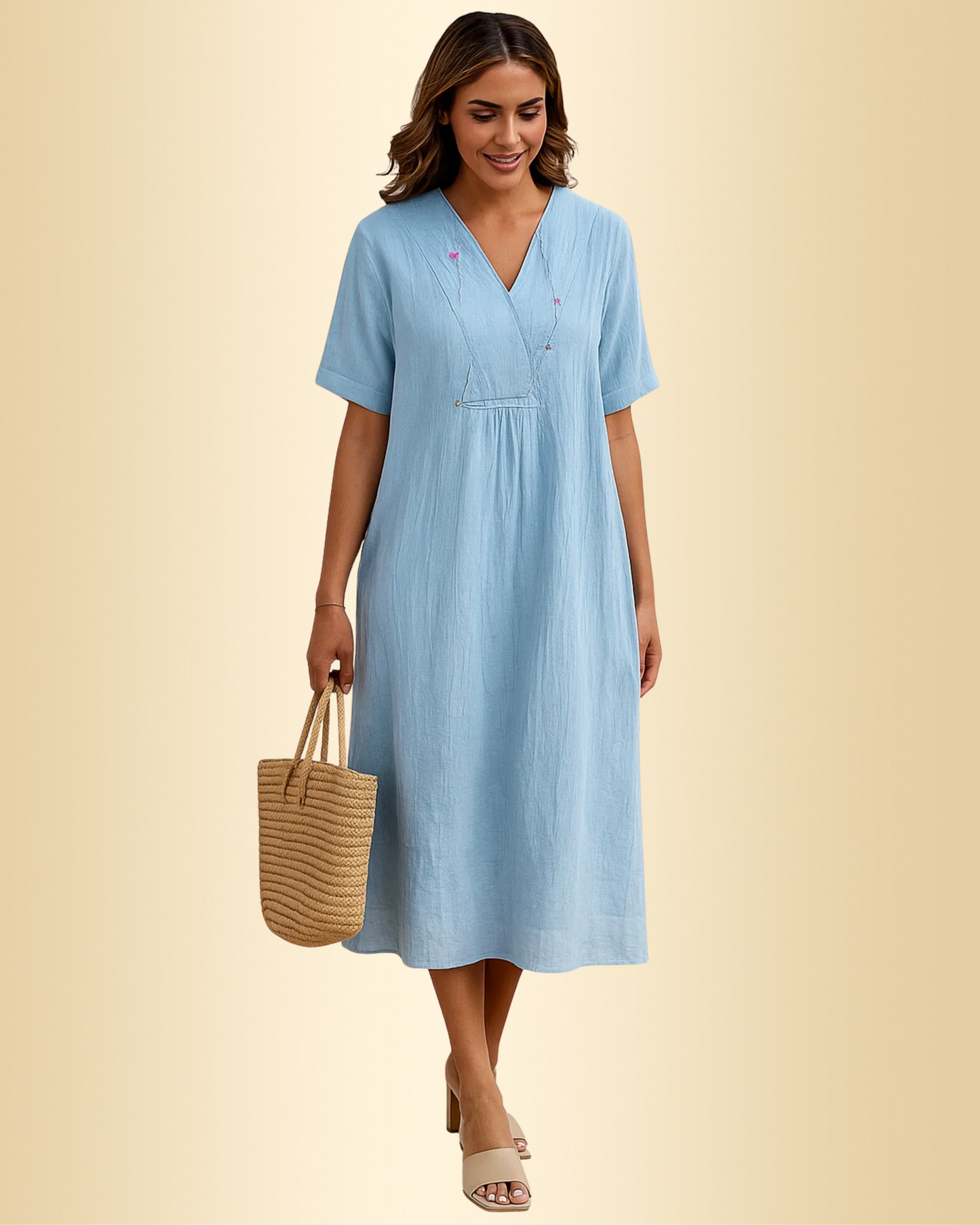 Damen Kleid gemustert locker Passform fließend leicht vielseitig bequem