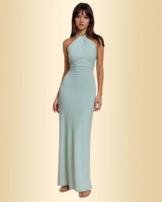 Damen Maxikleid Neckholder figurbetont drapiert elegant lang