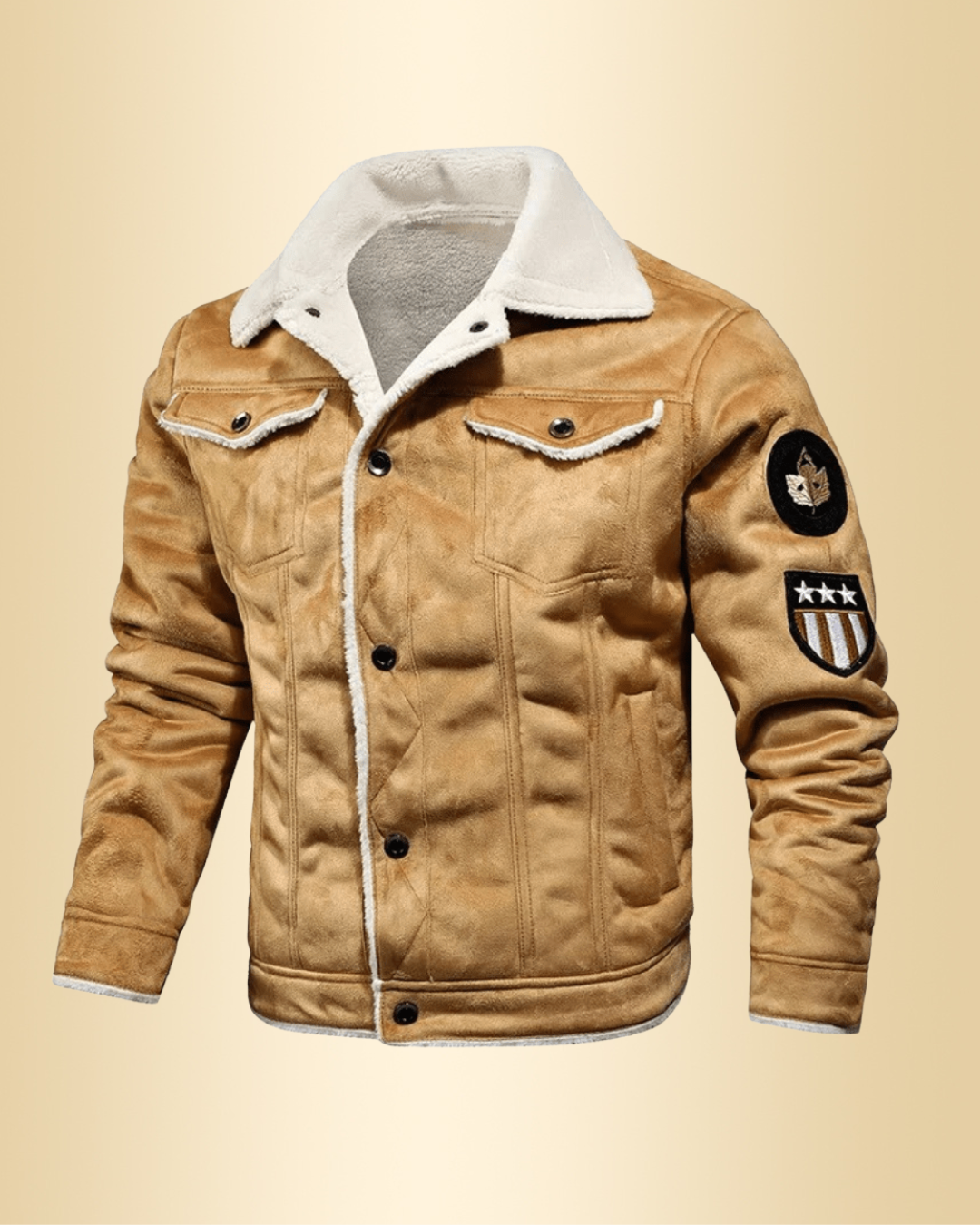 Herren Winterjacke Kunstfell warm gefüttert langarm einfarbig Freizeitjacke