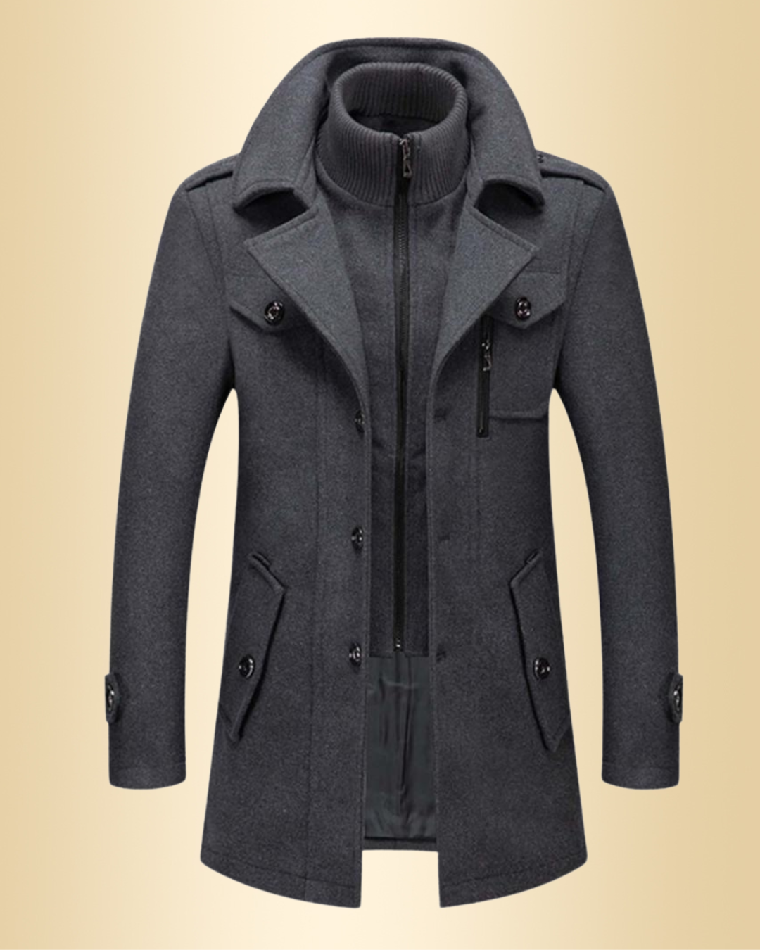 Herren Mantel Regular Fit Lang Winter Warm Elegant Casual Business Zeitlos Outdoor Alltag