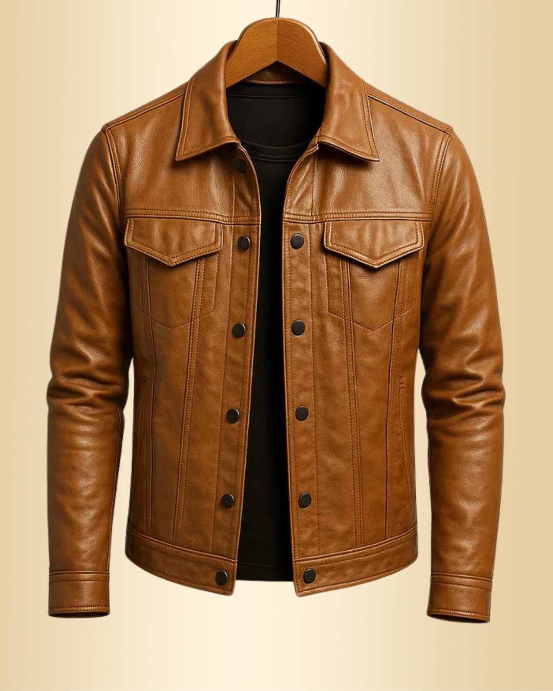 Herren Biker Lederjacke asymmetrischer Reißverschluss Reverskragen klassischer Schnitt