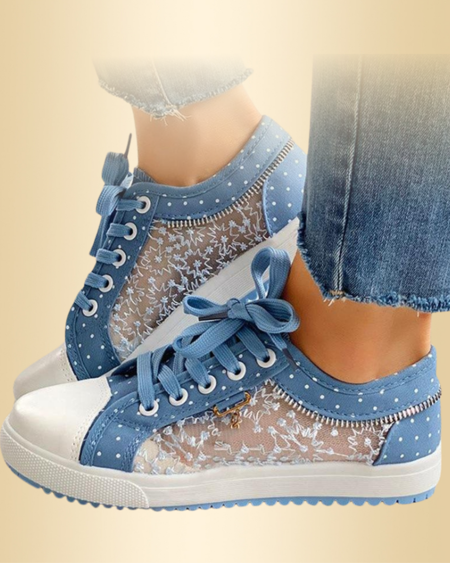 Damen Sneakers Schnürung rutschfest gepunktet solide atmungsaktiv bequem leicht