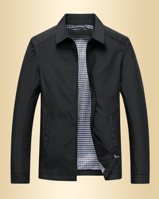 Herren Übergangsjacke Slim Fit leicht kariert gefüttert Freizeitjacke langarm einfarbig