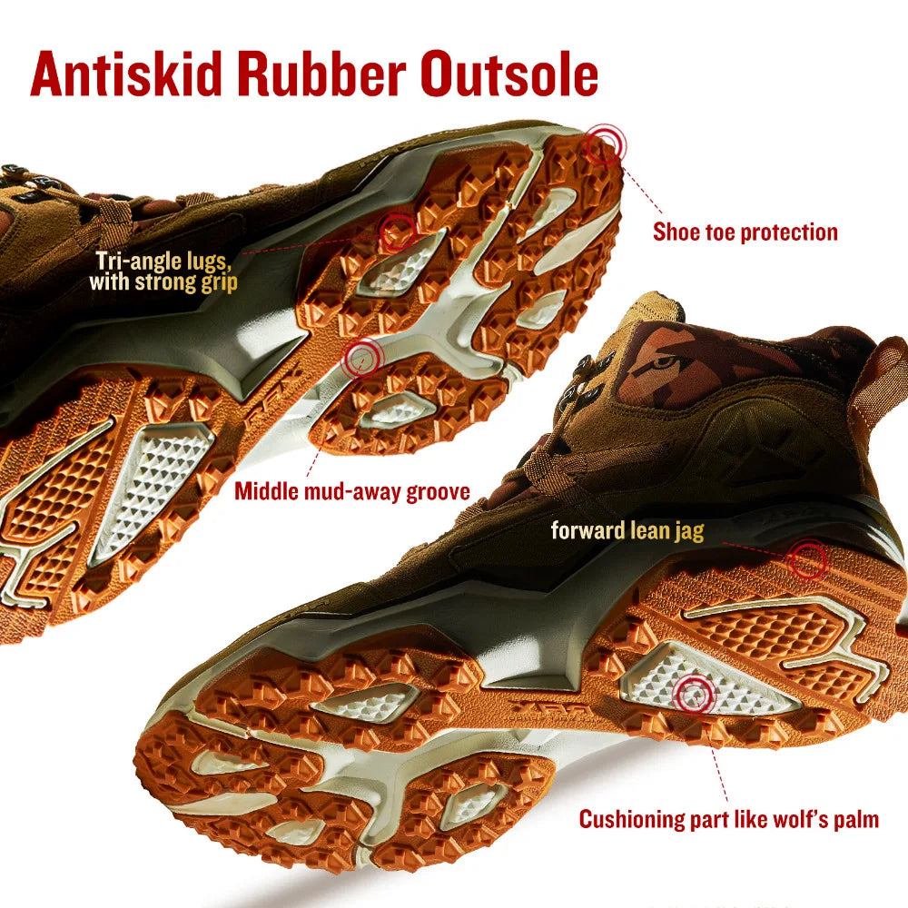 Damen Wanderschuhe Beige Outdoor Trekkingschuhe mit Profilsohle und Schnürung