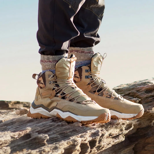 Damen Wanderschuhe Beige Outdoor Trekkingschuhe mit Profilsohle und Schnürung