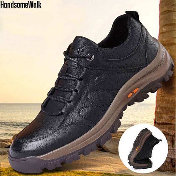 Herren Winterschuhe warm gefüttert rutschfest wasserdicht ergonomisch Slip-On Alltag PU Leder