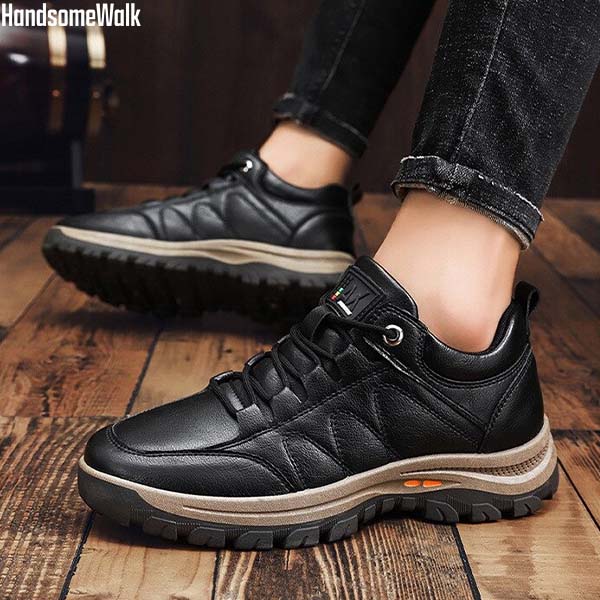 Herren Winterschuhe warm gefüttert rutschfest wasserdicht ergonomisch Slip-On Alltag PU Leder