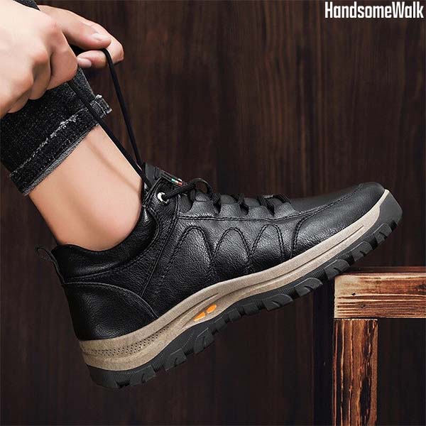 Herren Winterschuhe warm gefüttert rutschfest wasserdicht ergonomisch Slip-On Alltag PU Leder