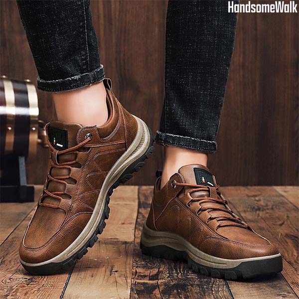 Herren Winterschuhe warm gefüttert rutschfest wasserdicht ergonomisch Slip-On Alltag PU Leder