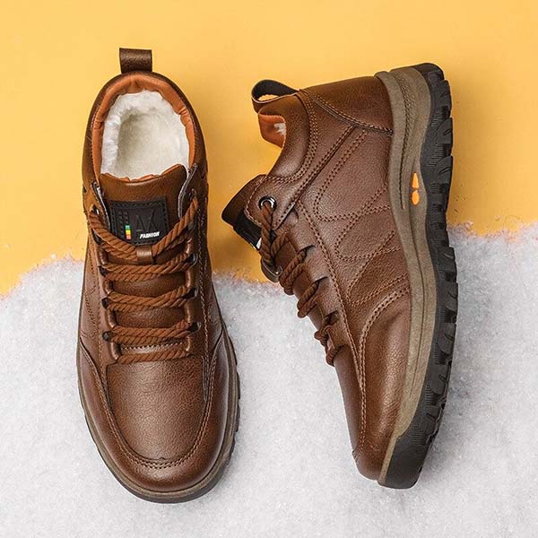 Herren Winterschuhe warm gefüttert rutschfest wasserdicht ergonomisch Slip-On Alltag PU Leder