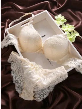 Damen Dessous Set Bordeaux Spitze Push-up BH mit Slip elegante florale Details