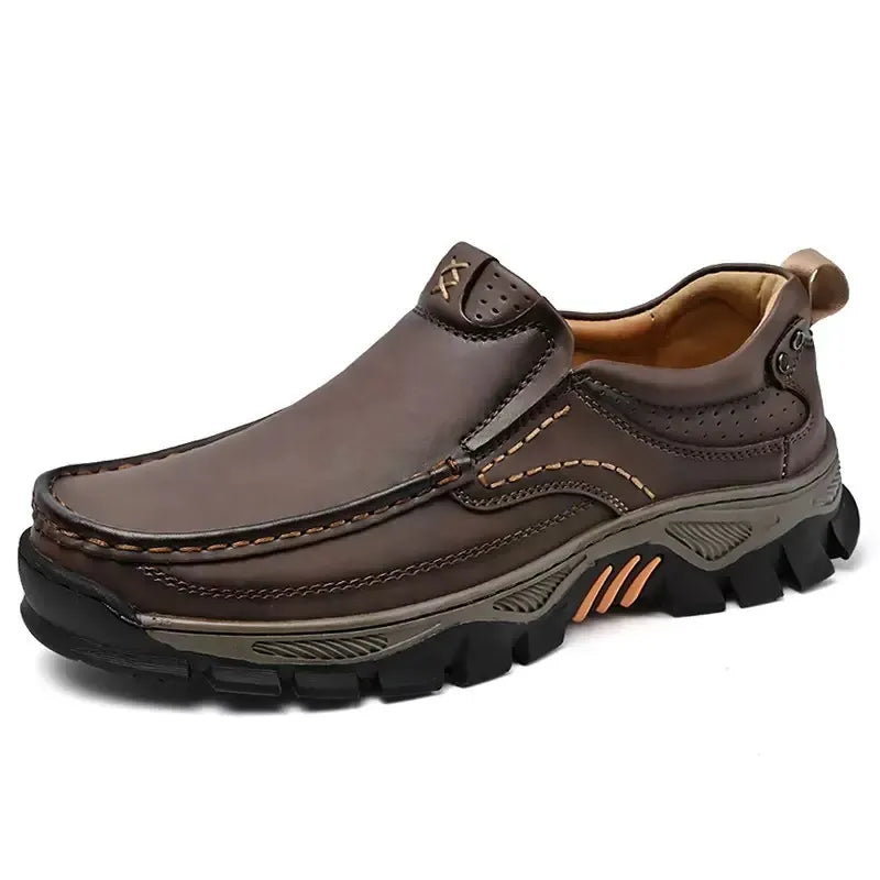 Herren Wanderschuhe Leder orthopädisch rutschfest stoßdämpfend breite Zehenbox Memory Foam Outdoor