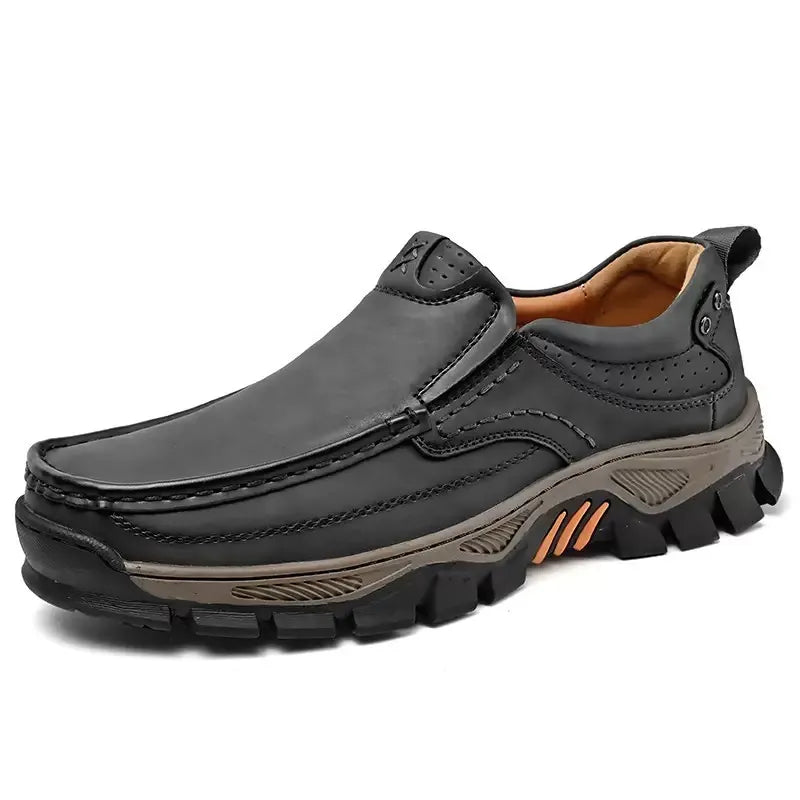 Herren Wanderschuhe Leder orthopädisch rutschfest stoßdämpfend breite Zehenbox Memory Foam Outdoor