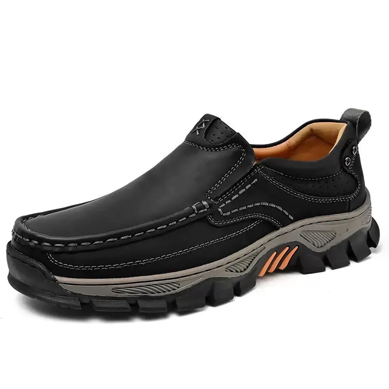 Herren Wanderschuhe Leder orthopädisch rutschfest stoßdämpfend breite Zehenbox Memory Foam Outdoor