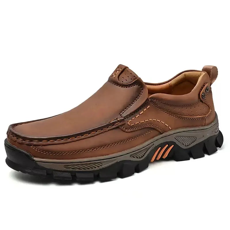 Herren Wanderschuhe Leder orthopädisch rutschfest stoßdämpfend breite Zehenbox Memory Foam Outdoor