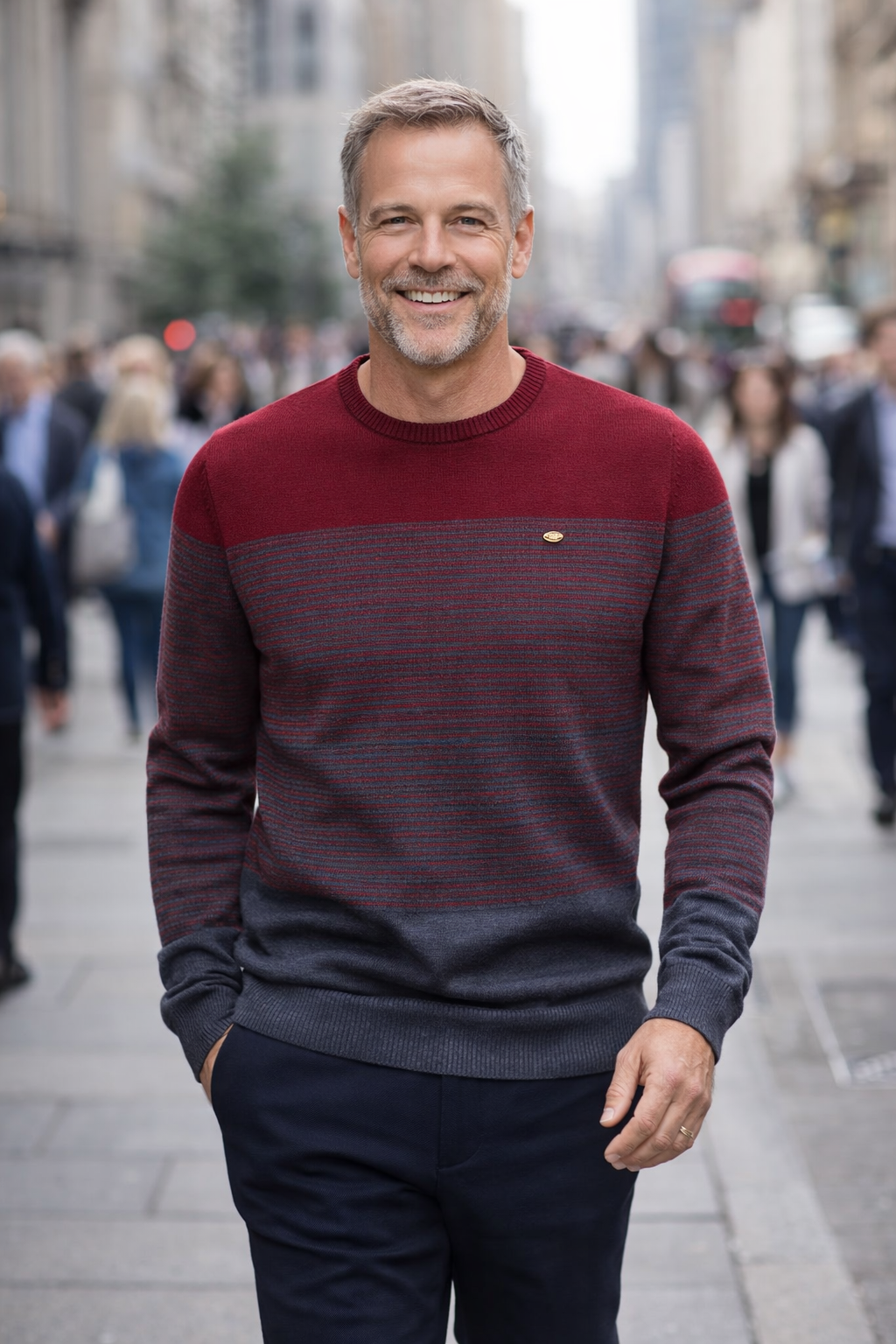 Herren Strickpullover Schmal gerippte Passform Langarm bequem vielseitig
