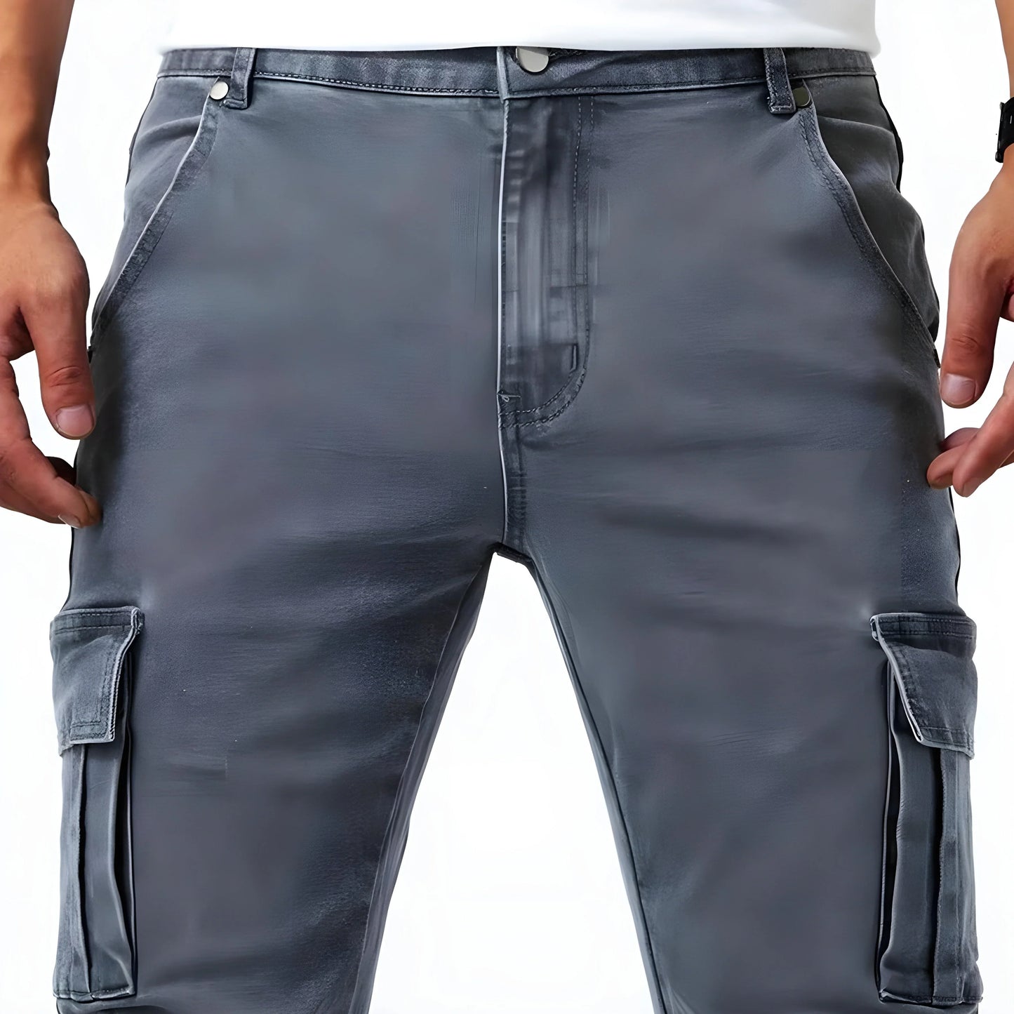 Herren Cargohose Slim Fit Baumwolle Stretch bequeme Taschen