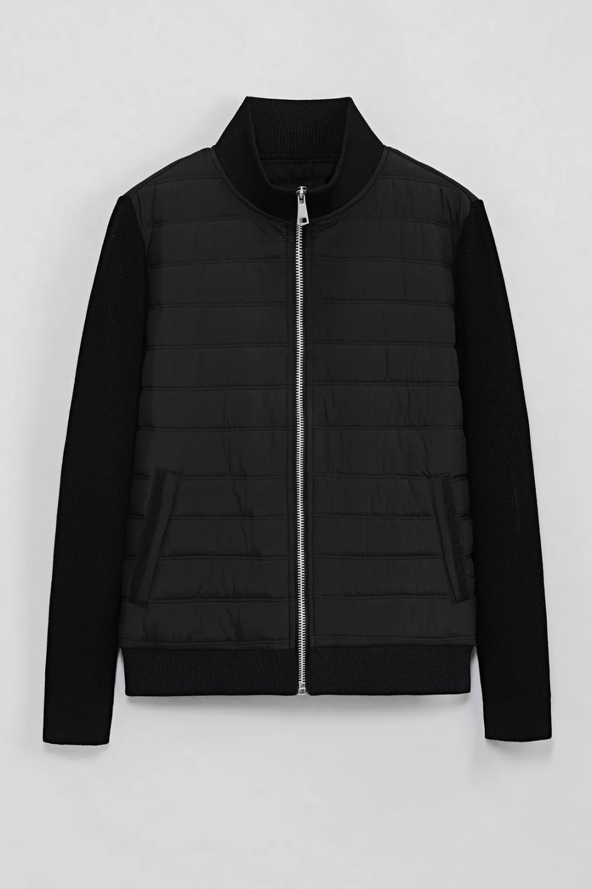Herren Jacke Regular Fit Stepp Strick Ärmel Hybrid Reißverschluss Alltag Freizeit Warm Polyester