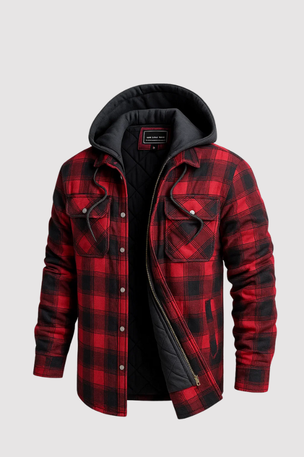 Herren Karojacke langarm Reißverschluss kariert Freizeit Übergangsjacke lässig Regular Fit
