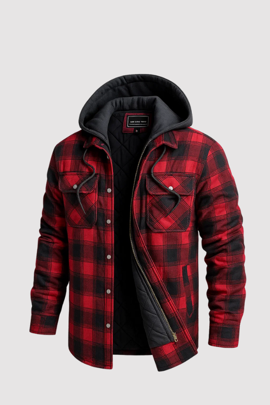 Herren Karojacke langarm Reißverschluss kariert Freizeit Übergangsjacke lässig Regular Fit