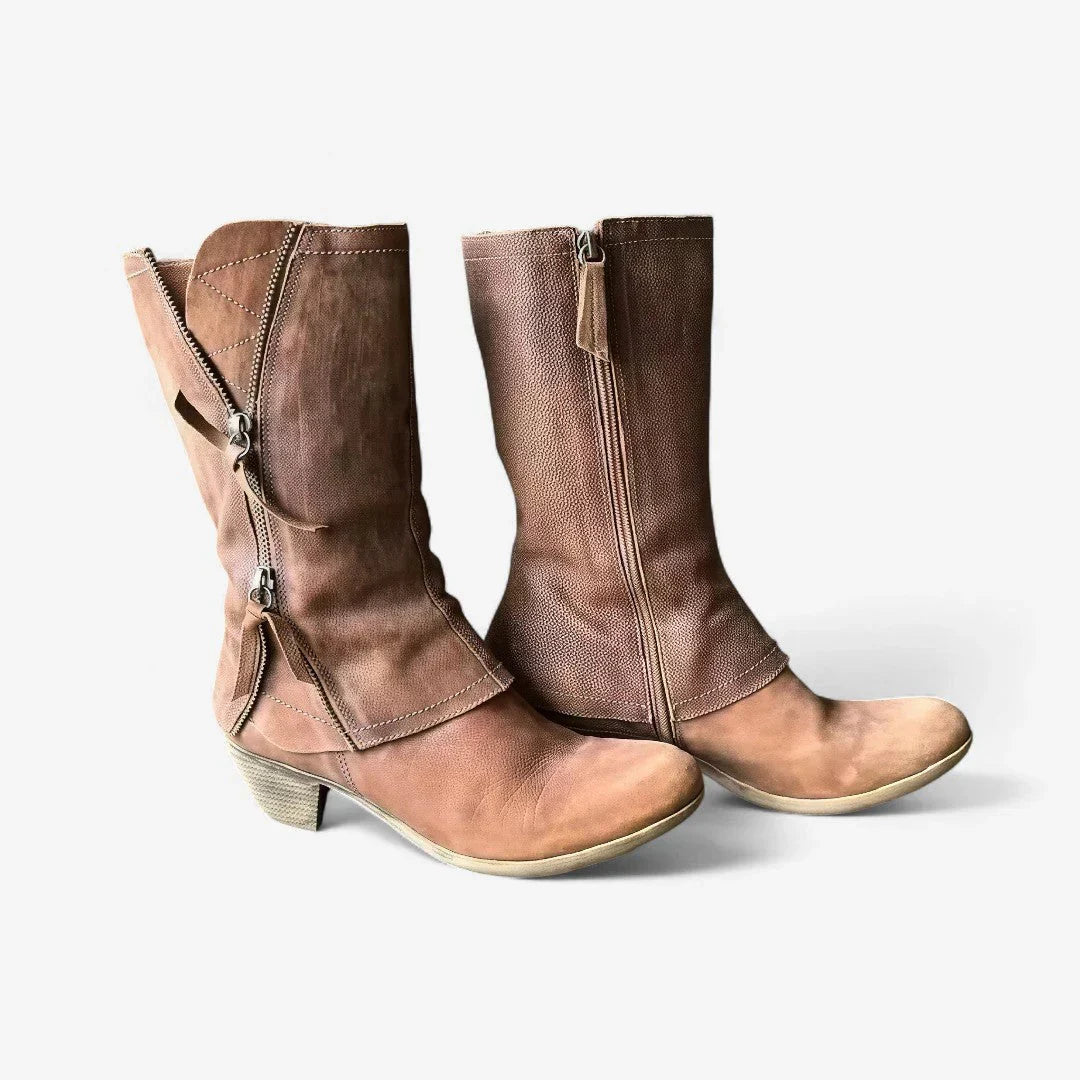 Damen Lederstiefel Reißverschluss rutschfest langlebig bequem vielseitig