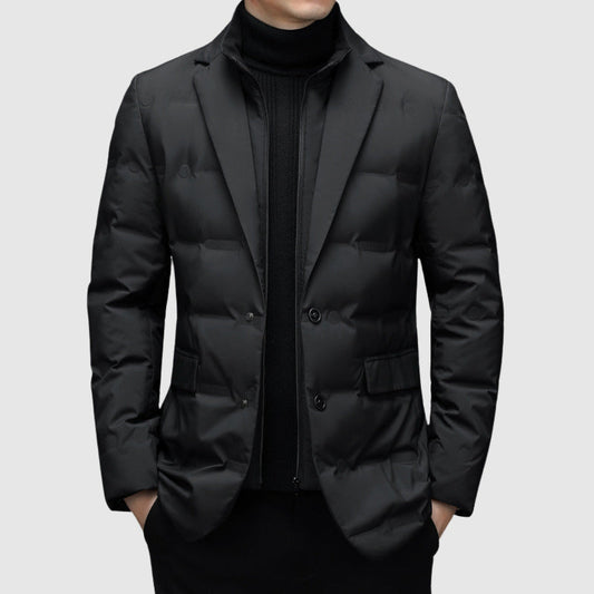 Herren Blazer Daunenfüllung Slim Fit Sakko Stil wattiert Langarm Business Freizeit Übergangsjacke