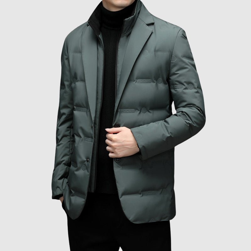 Herren Blazer Daunenfüllung Slim Fit Sakko Stil wattiert Langarm Business Freizeit Übergangsjacke