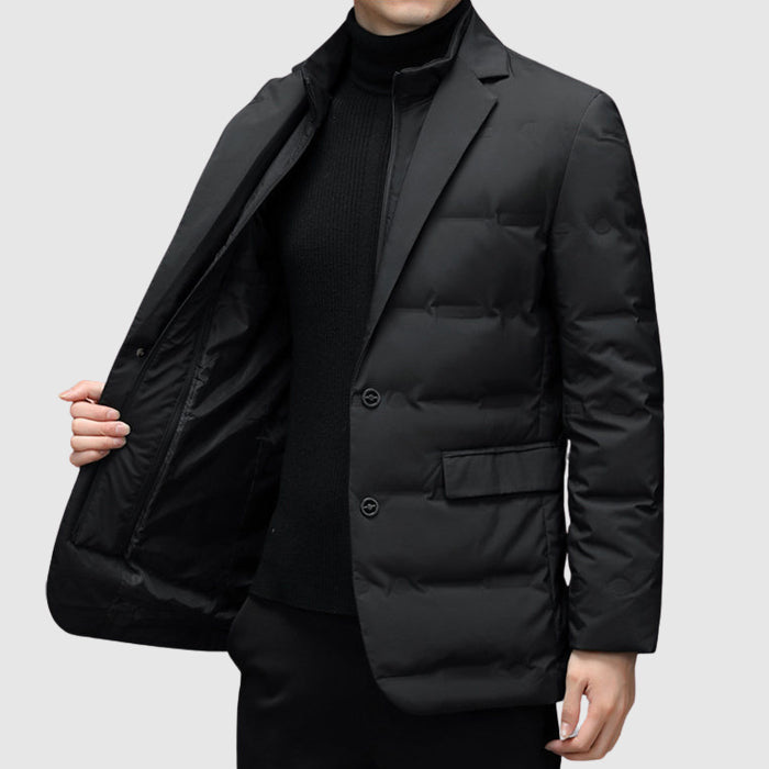 Herren Blazer Daunenfüllung Slim Fit Sakko Stil wattiert Langarm Business Freizeit Übergangsjacke