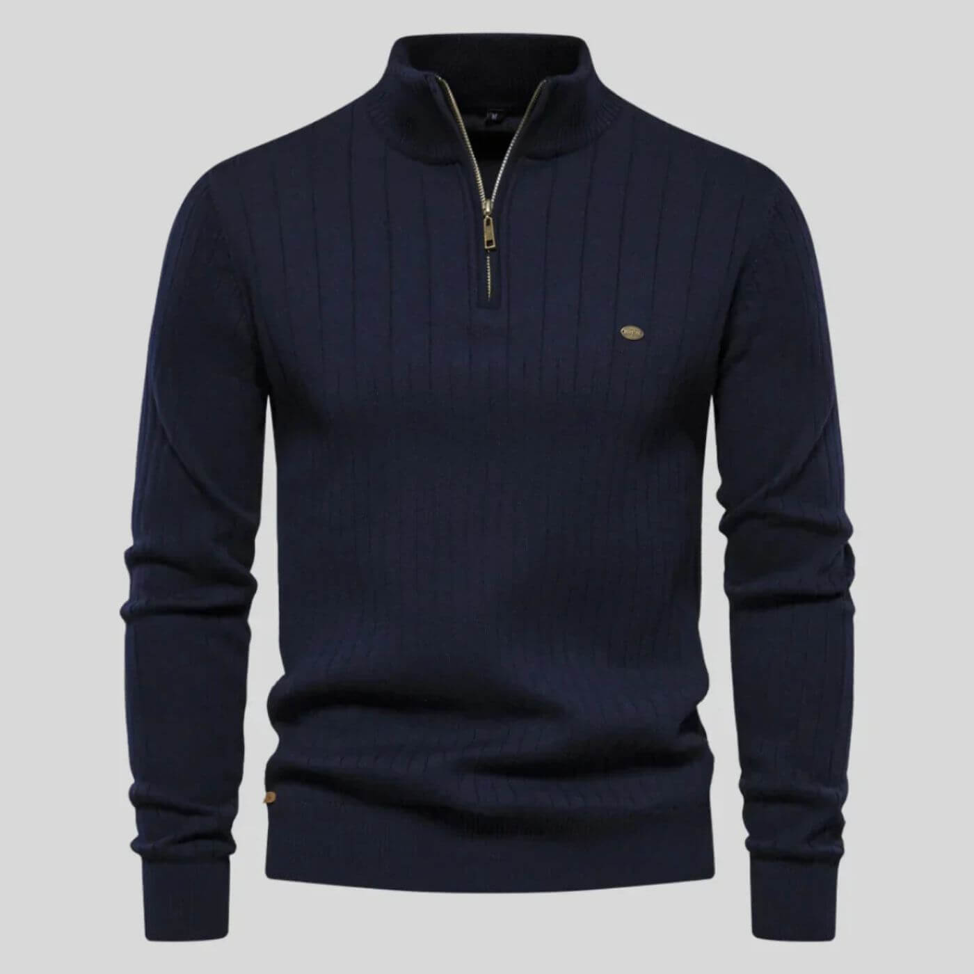 Herren Strickpullover, halber Reißverschluss Stehkragen bequem atmungsaktiv warm