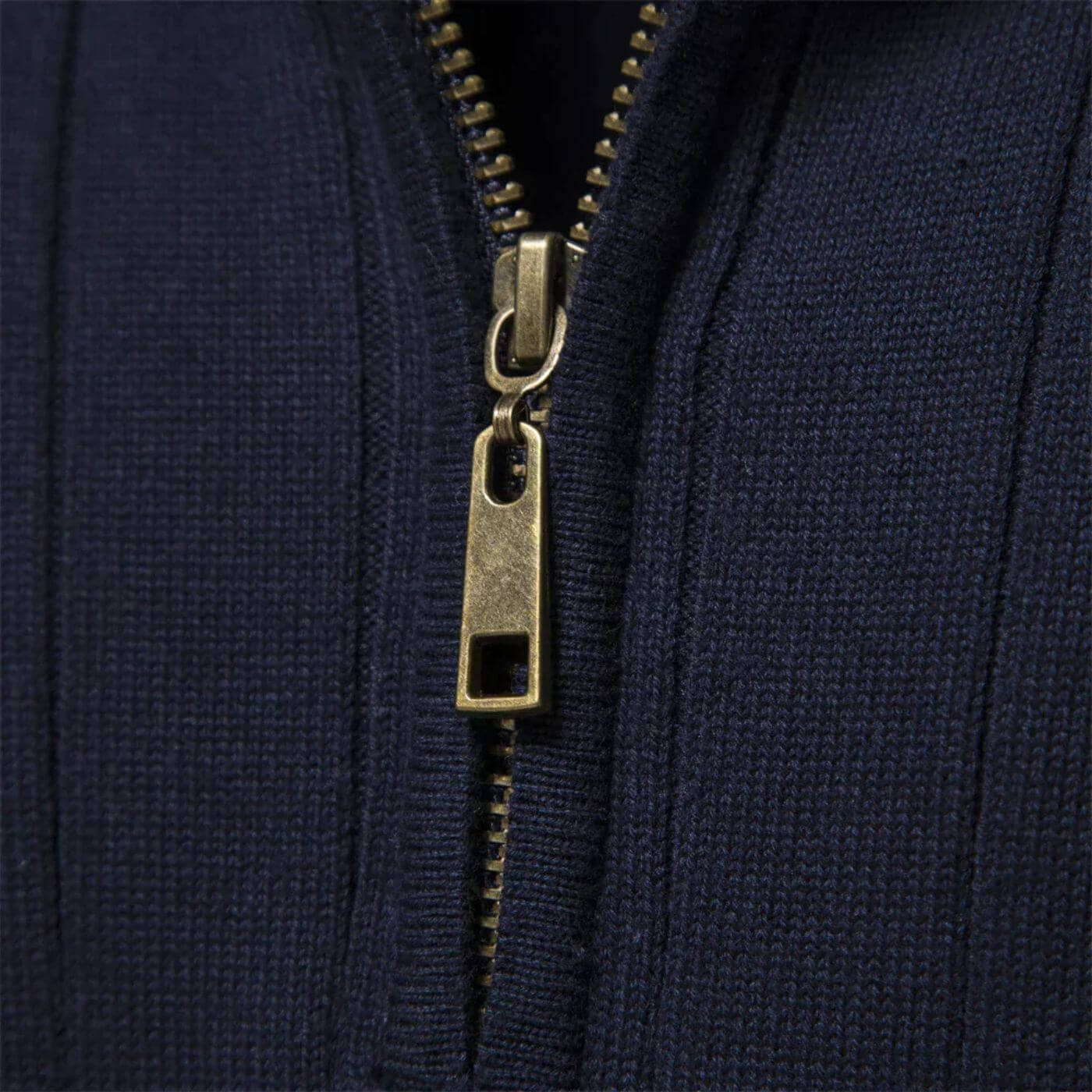 Herren Strickpullover, halber Reißverschluss Stehkragen bequem atmungsaktiv warm