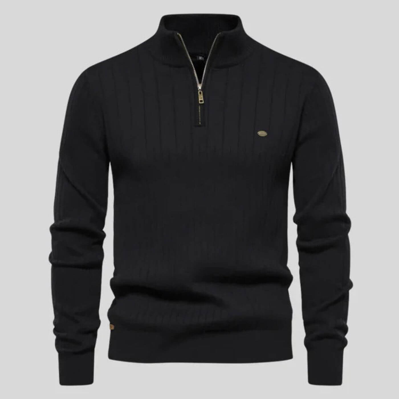 Herren Strickpullover, halber Reißverschluss Stehkragen bequem atmungsaktiv warm
