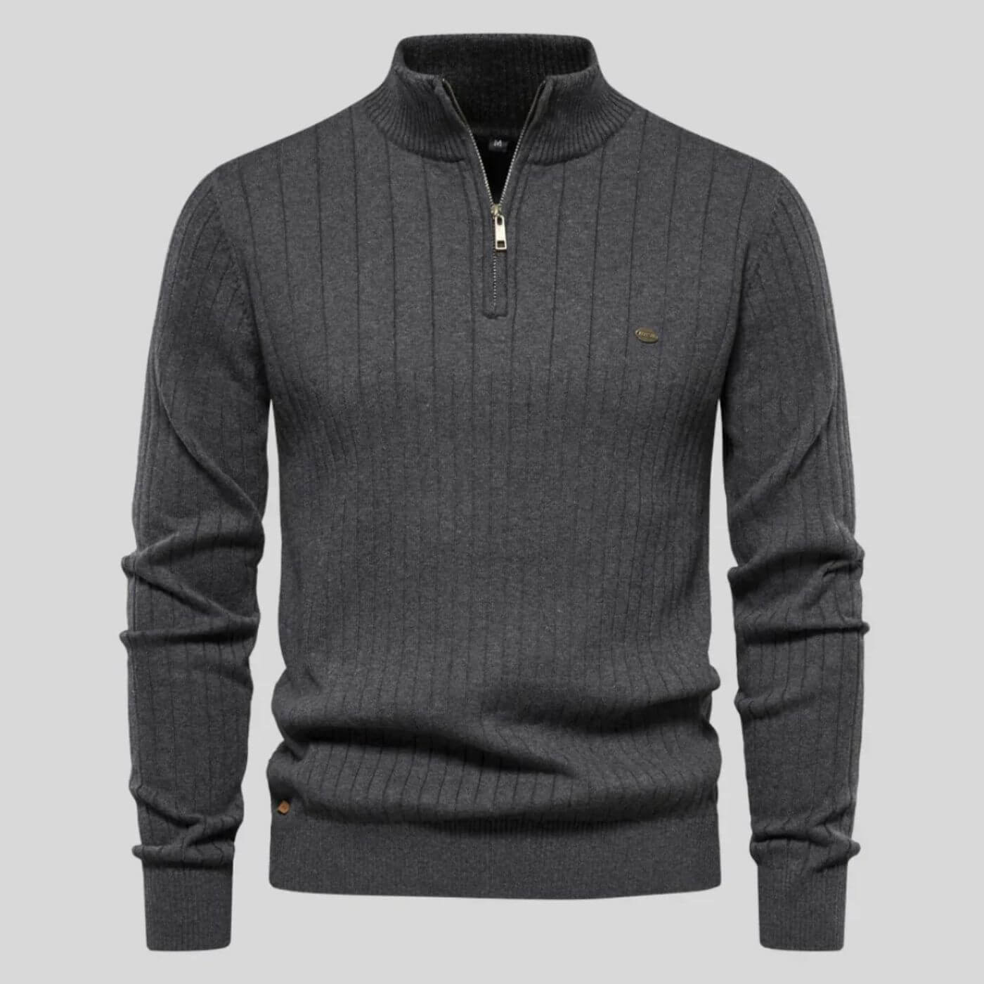Herren Strickpullover, halber Reißverschluss Stehkragen bequem atmungsaktiv warm