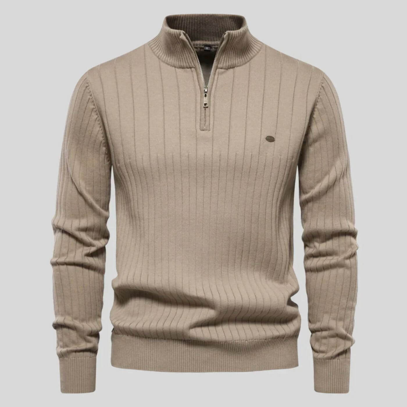 Herren Strickpullover, halber Reißverschluss Stehkragen bequem atmungsaktiv warm