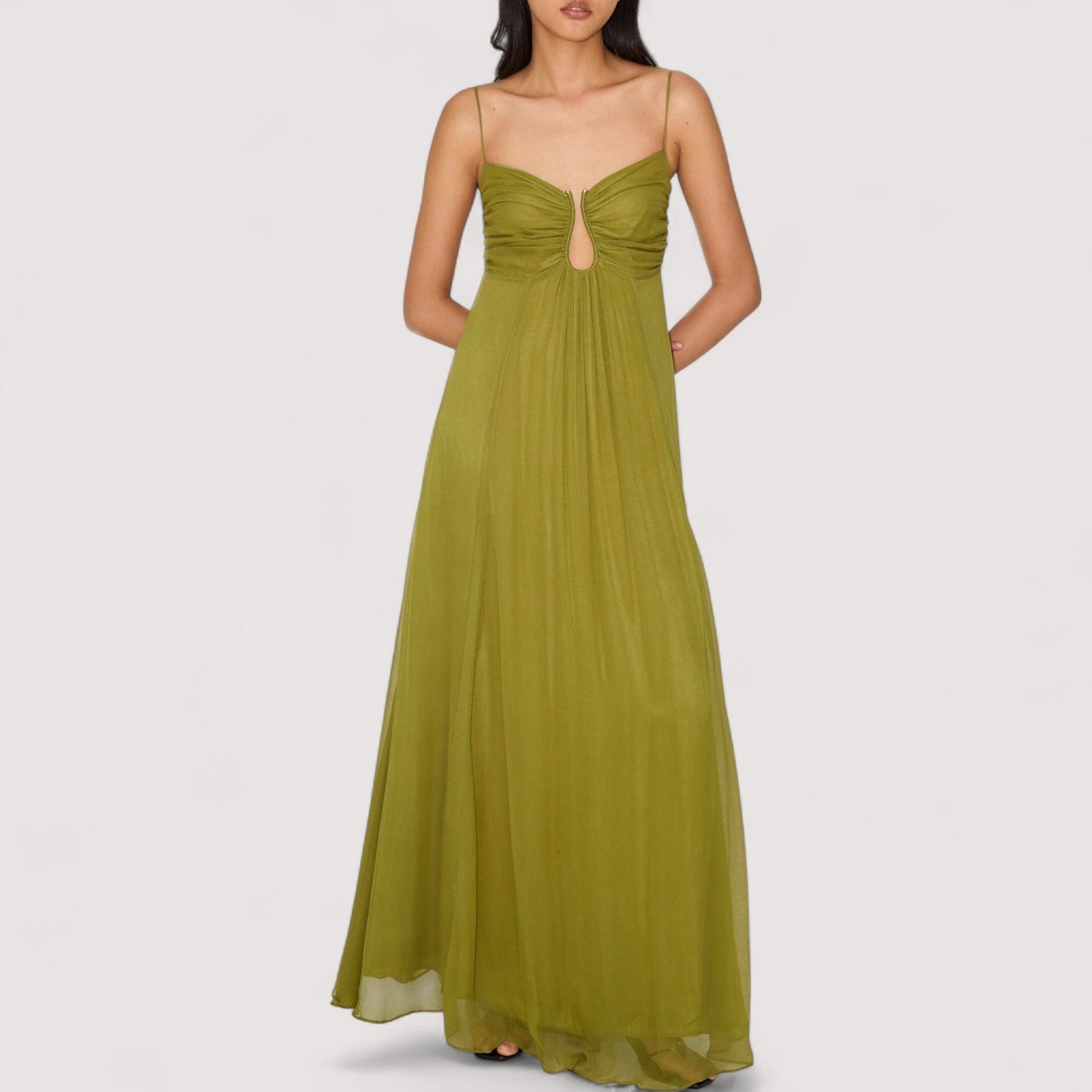 Damen Maxikleid – Keyhole-Ausschnitt, Elegant & Stilvoll