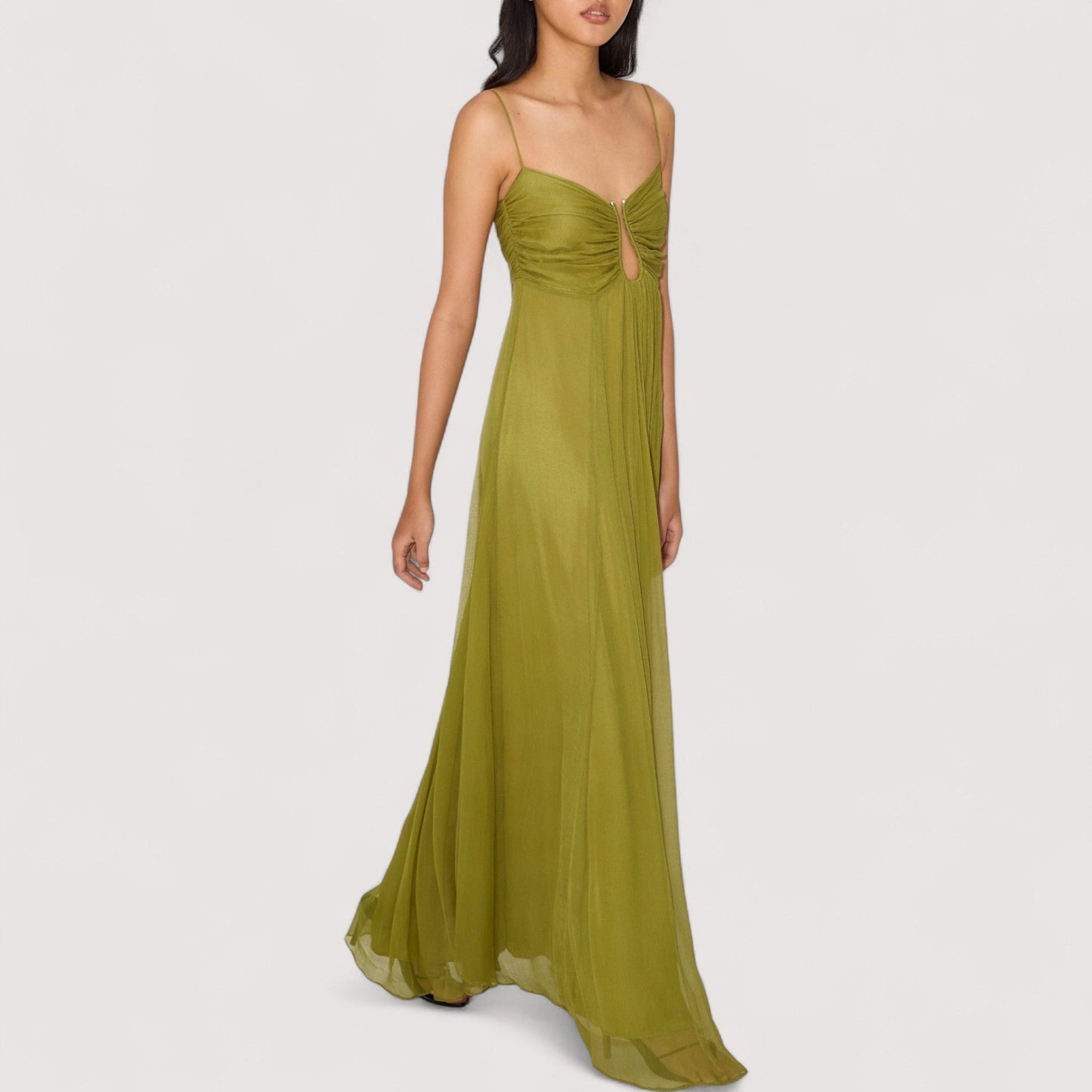 Damen Maxikleid – Keyhole-Ausschnitt, Elegant & Stilvoll